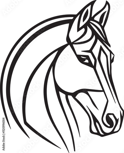 Vector silhouette of a horse  head line art