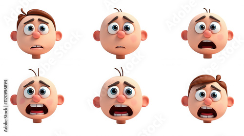 Cartoon Character Emotions Set with Transparent Background - Isolated Facial Expressions for Design Use