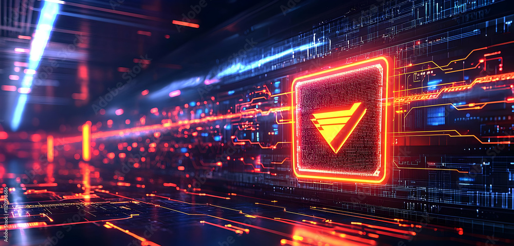 Network firewall system shown as a digital wall, safeguarding valuable data by blocking unauthorized access and online threats. Network firewall system shown as a digital wall, safeguarding valuable data by blocking unauthorized access and online threats.