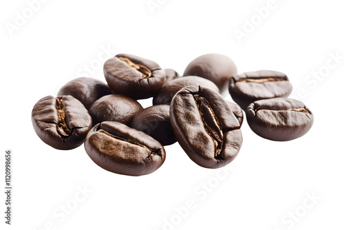 Group of coffee beans isolated on transparent or white background, png