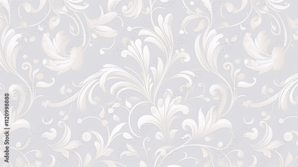 Fototapeta premium An ornate seamless light gray floral motif vector pattern, ideal for wallpaper and presentation cards.