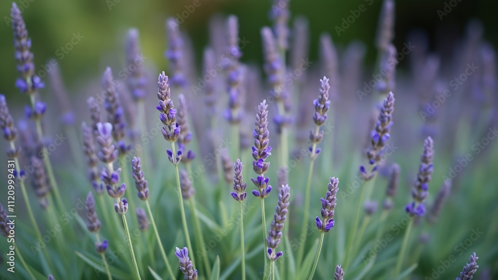 Close-up Macro Photography of Lavender Flowers in Grass, Delicate Purple Blossoms, Blurred Background, Nature Scene Close-up Macro Photography of Lavender Flowers in Grass, Delicate Purple Blossoms, Blurred Background, Nature Scene