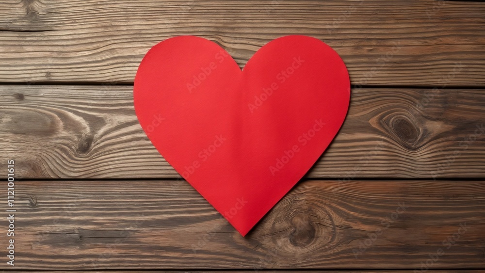 Elegant Red Paper Heart on Rustic Wooden Background, Valentines Day, Love, Romance Concept Elegant Red Paper Heart on Rustic Wooden Background, Valentines Day, Love, Romance Concept