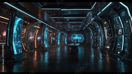 Interior shot of a long corridor,