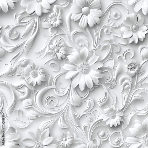 Elegant floral pattern with colorful 3D effect, perfect for decoration and design projects.