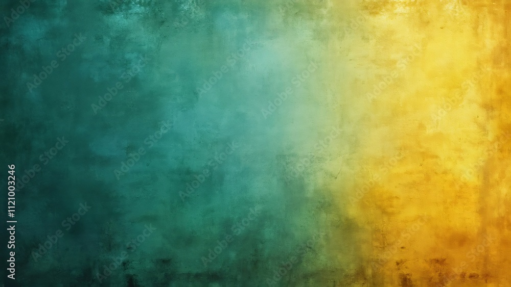 Fototapeta premium Abstract Grunge Texture Background, Teal and Yellow Gradient, Distressed Wall Effect, Vintage Style, Artistic Design, Grungy Overlay, Textured Surface, Aged Paper Look, Colorful