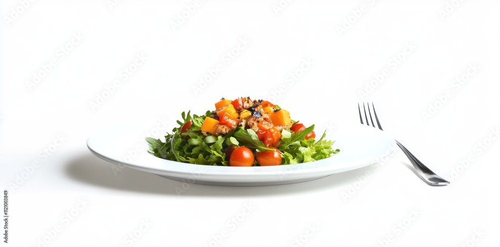 A Delicious Salad with Colorful Vegetables and Dressing A Delicious Salad with Colorful Vegetables and Dressing