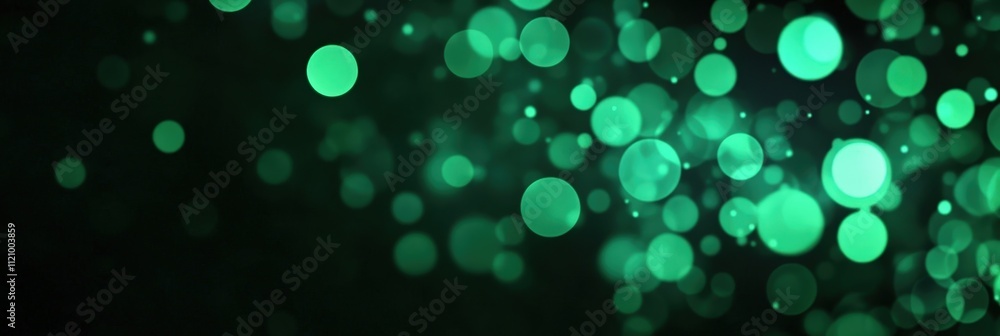 Abstract Dark Green Glowing Particles in Bokeh Effect with a Mysterious Atmosphere for Creative Backgrounds and Designs