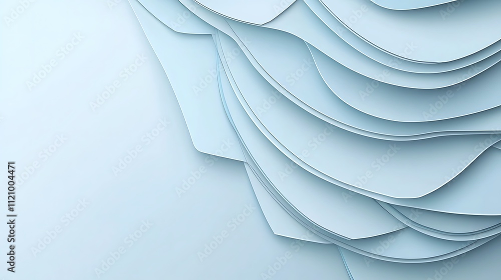 Fototapeta premium Layered blue paper abstract art minimalist digital composition close-up view