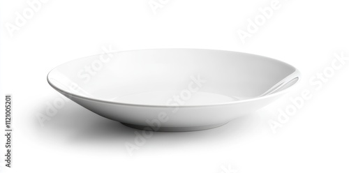 A single empty white ceramic bowl is shown