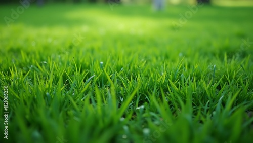 Vibrant Green Grass Texture Background, Close-Up of Lush Lawn in a Park - Perfect for Nature, Spring, and Environmental Designs