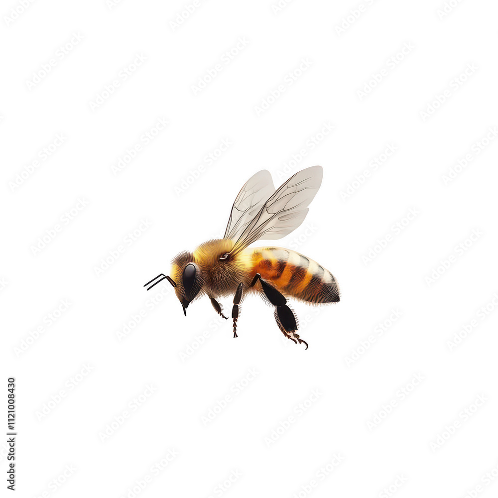 detailed illustration of honey bee in flight detailed illustration of honey bee in flight