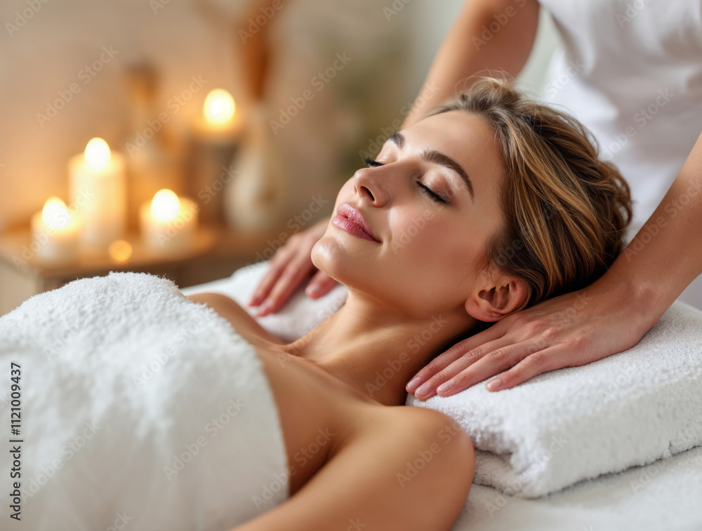 woman in spa salon, relaxing, getting massage woman in spa salon, relaxing, getting massage