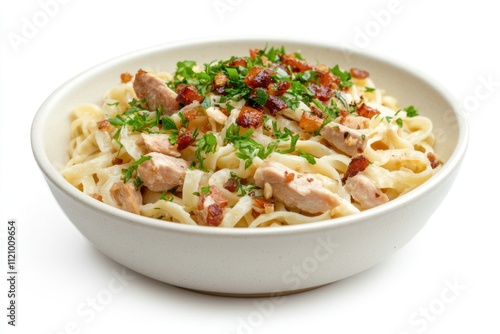 Creamy Chicken Pasta with Bacon and Parsley