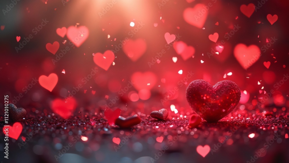 Enchanted Valentine's Day Background, Red Hearts, Sparkles, Romantic Atmosphere for Social Media and Messages Enchanted Valentine's Day Background, Red Hearts, Sparkles, Romantic Atmosphere for Social Media and Messages