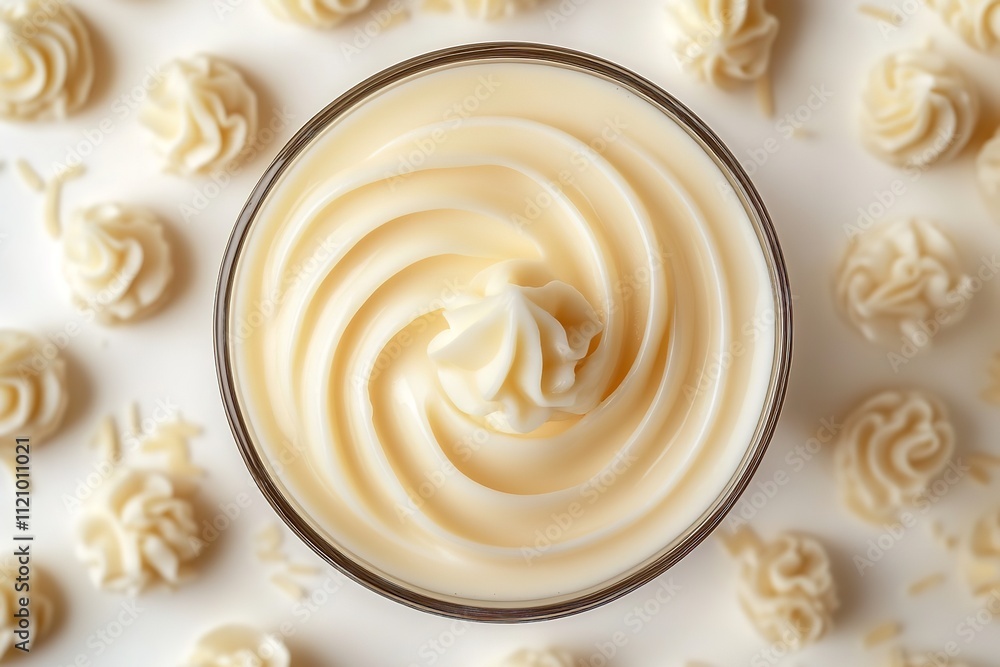 Excellent quality top shot of a vanilla milkshake isolated on a white backdrop. Generative Ai Excellent quality top shot of a vanilla milkshake isolated on a white backdrop. Generative Ai