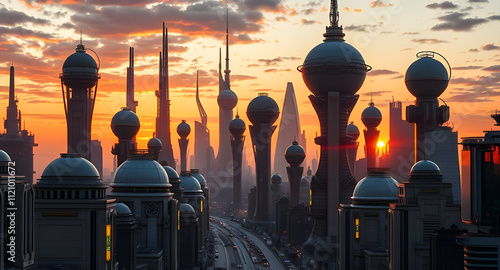 Futuristic Sci-Fi City Sunset