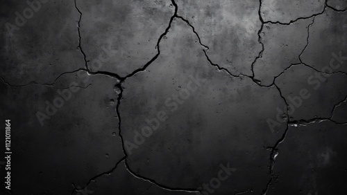 High-Resolution Black Grunge Texture, Cracked Concrete Wall Background for Product Presentation