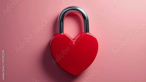 Heart-Shaped Red Padlock, Symbol of Love, Security, and Commitment in Relationships