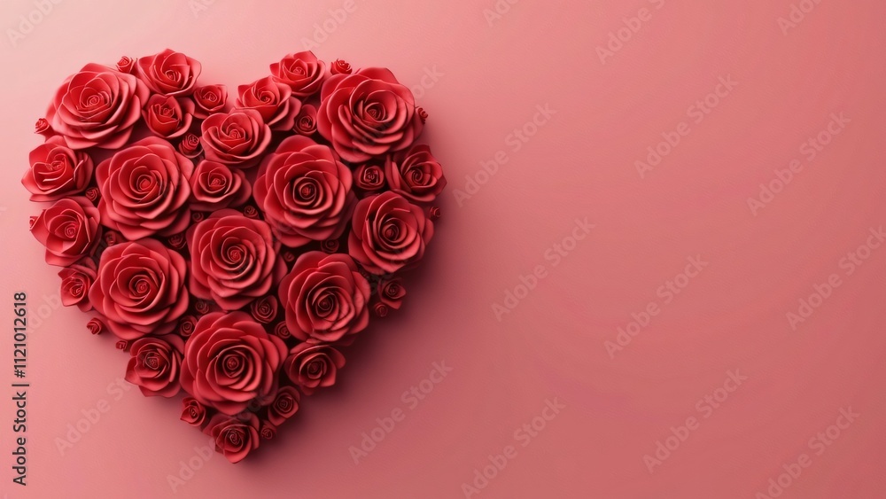 Romantic Red Rose Heart, Minimalist 3D Rendered Vector Illustration for Valentine's Day, Love, and Romance Romantic Red Rose Heart, Minimalist 3D Rendered Vector Illustration for Valentine's Day, Love, and Romance