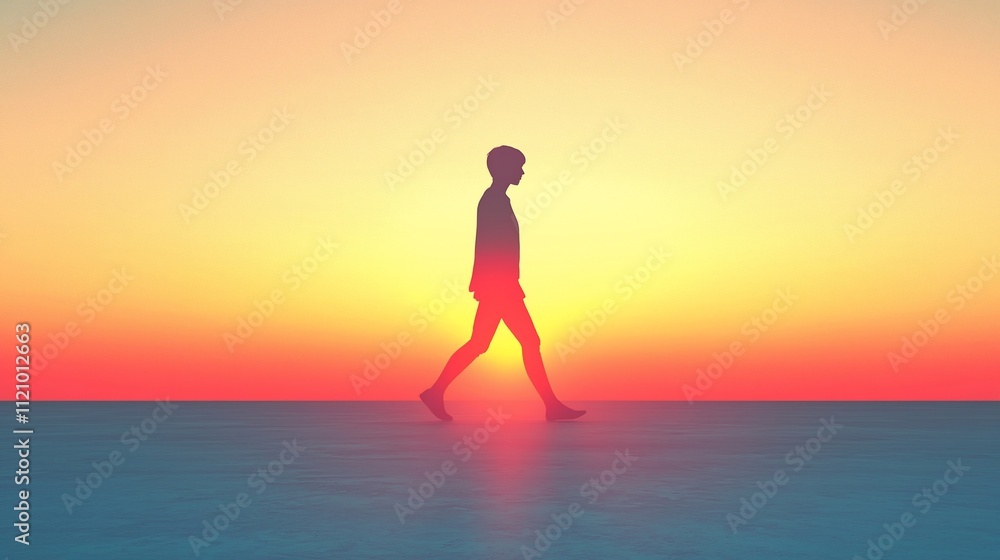 Silhouette of person walking on water during sunset. Silhouette of person walking on water during sunset.