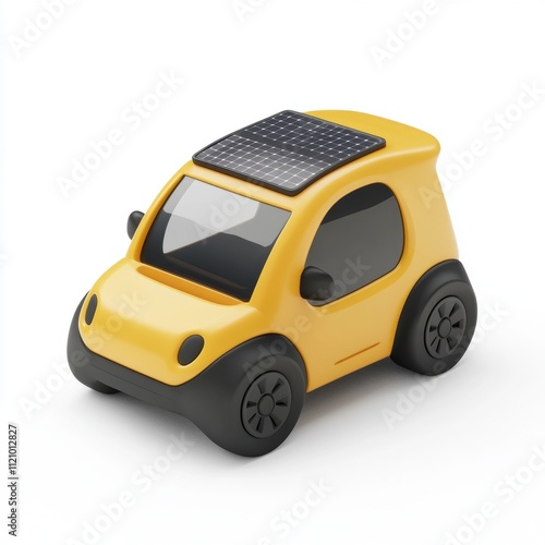 A miniature car toy isolated on white background for solar energy concept suitable for ecofriendly campaigns photo