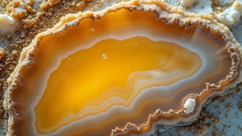 Stunning Close-Up of Yellow and Grey Agate, Detailed Top-Down View of Natural Gemstone Texture and Patterns Stunning Close-Up of Yellow and Grey Agate, Detailed Top-Down View of Natural Gemstone Texture and Patterns