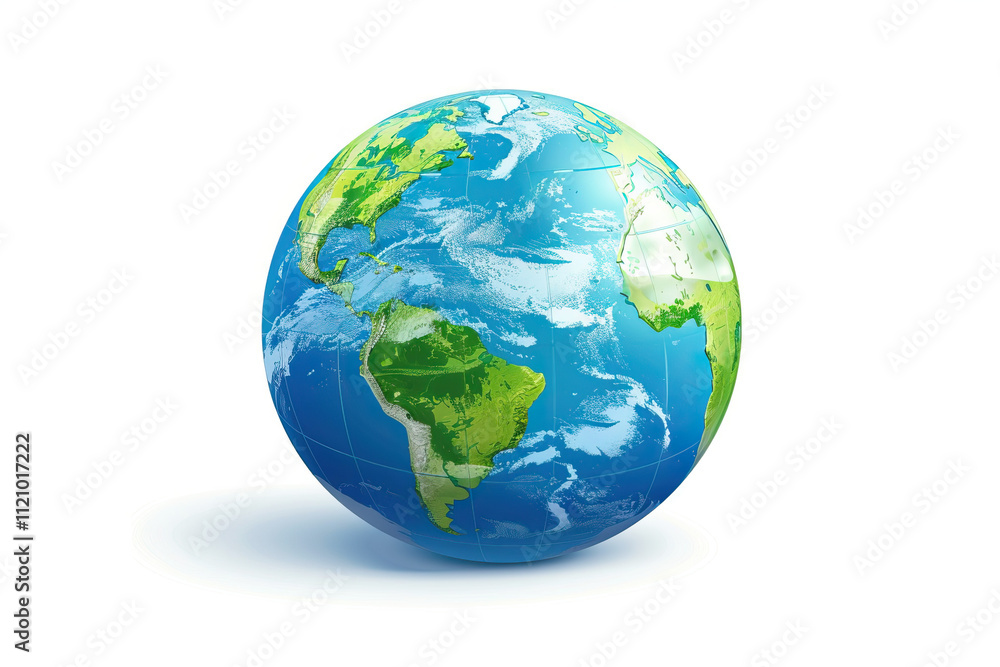 Globe with continents displayed on a clean white background symbolizing the Earth Globe with continents displayed on a clean white background symbolizing the Earth
