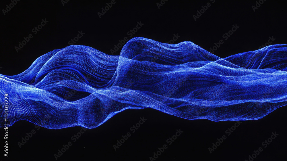 Neon blue streaks flowing horizontally across a black backdrop, exhibiting a glowing high-speed motion blur aesthetic Neon blue streaks flowing horizontally across a black backdrop, exhibiting a glowing high-speed motion blur aesthetic