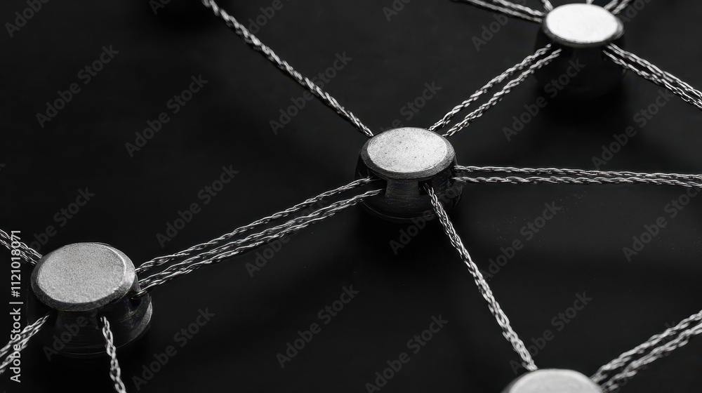 Fototapeta premium Shimmering silver beads closeup, detailed look at metallic texture and exquisite craftsmanship