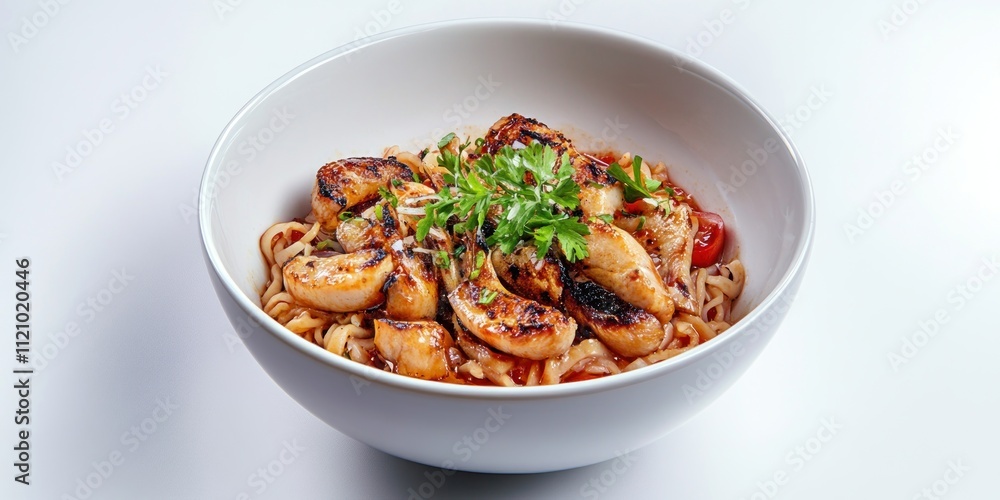 Grilled Chicken and Noodles in a Savory Sauce Grilled Chicken and Noodles in a Savory Sauce