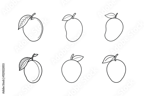 mango icon line art vector illustration