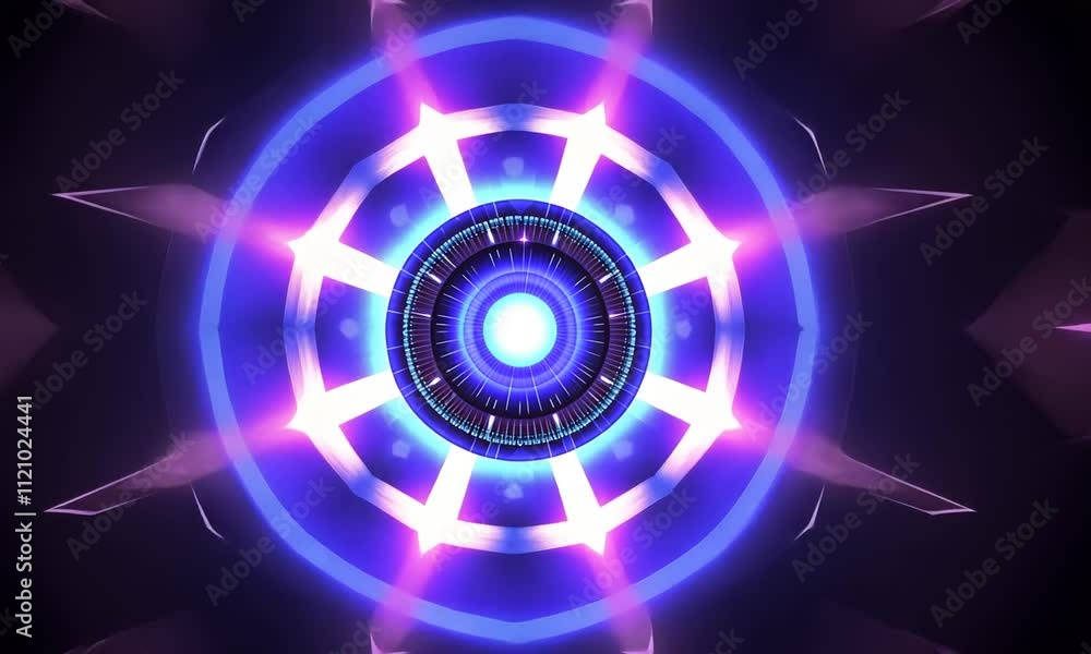 Abstract Neon Mandala: Futuristic Purple and Blue Glowing Circular Design Abstract Neon Mandala: Futuristic Purple and Blue Glowing Circular Design