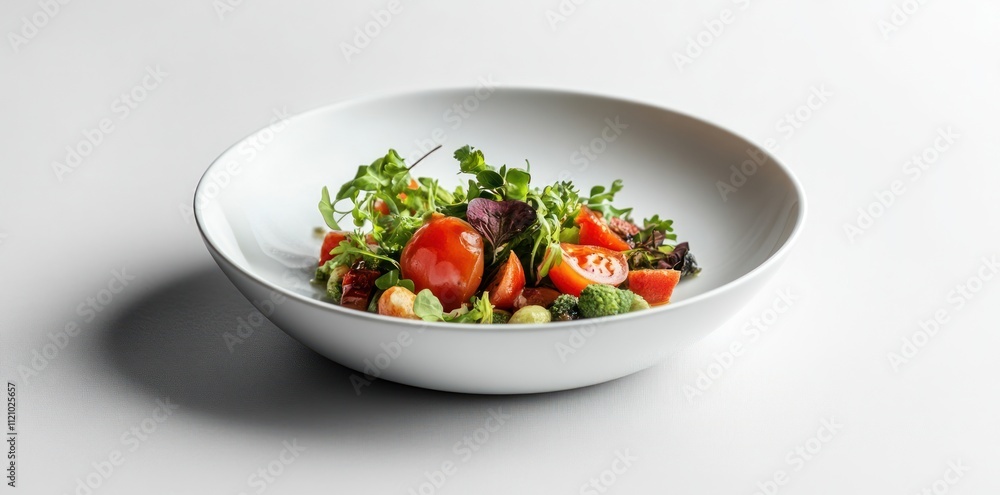 Gourmet Vegetable Salad in White Bowl Presentation Gourmet Vegetable Salad in White Bowl Presentation