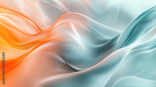 Wallpaper Mural Abstract flowing fabric with orange and teal wave patterns. Torontodigital.ca