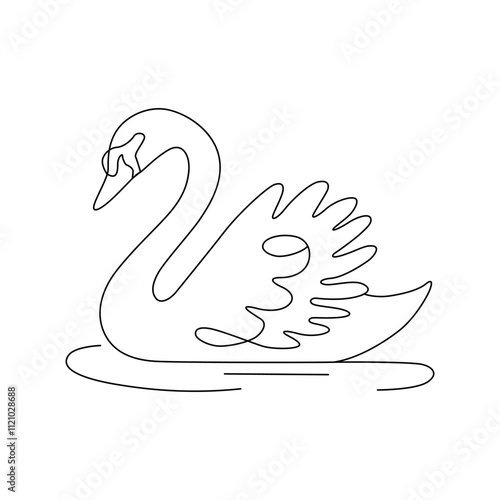 Line art of swan vector art illustration