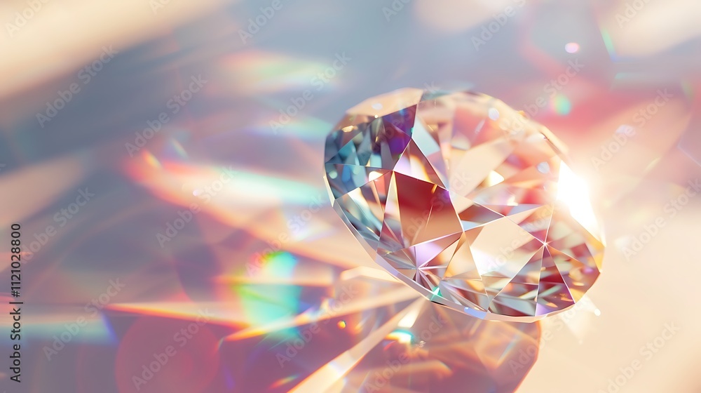 Glossy crystal diamond shape with light reflections on white. Glossy crystal diamond shape with light reflections on white.