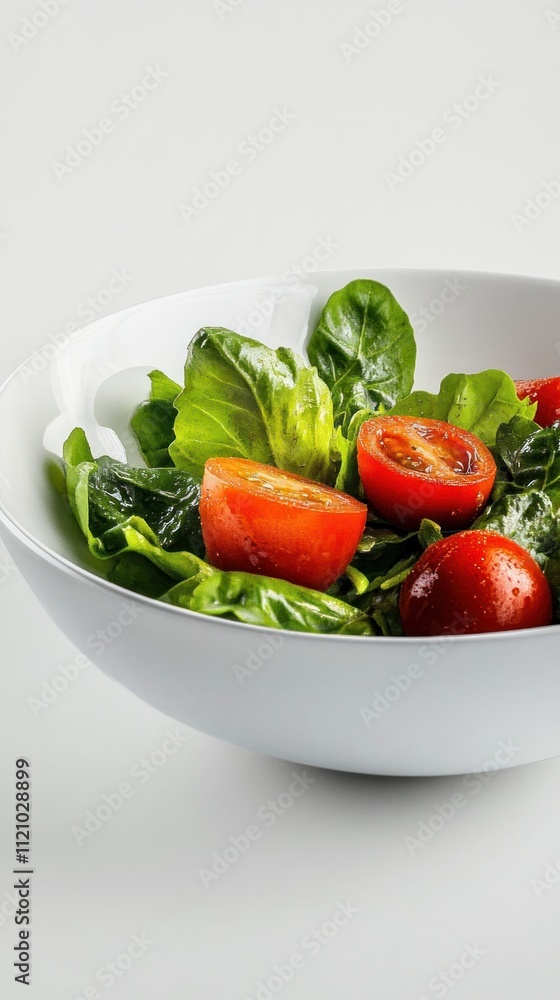 Fresh Spinach Salad with Juicy Tomato Halves Fresh Spinach Salad with Juicy Tomato Halves
