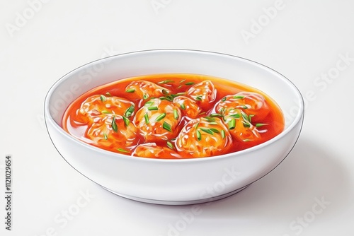 Sweet and Sour Meatballs in a White Bowl photo