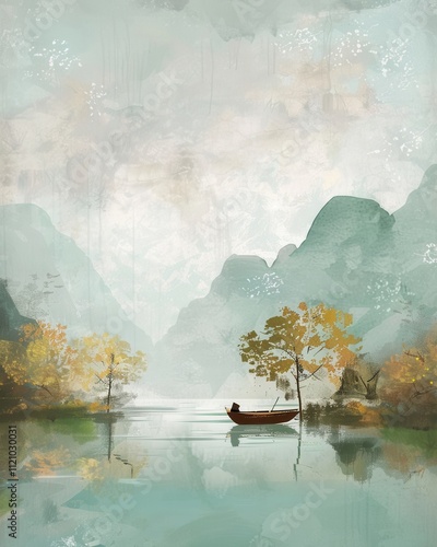 Vintage landscape art painting, wall art, design, realistic, textured painting