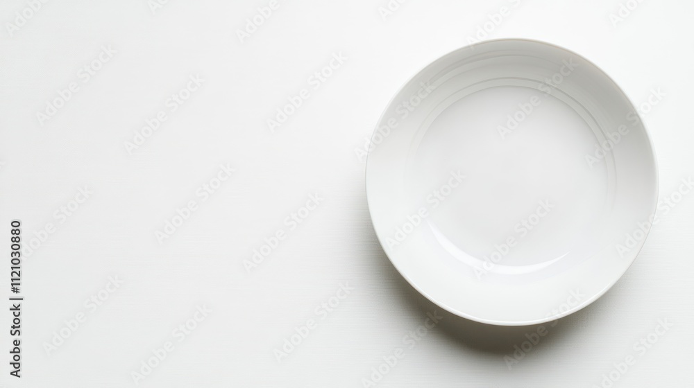 A Single White Ceramic Bowl on White Background A Single White Ceramic Bowl on White Background