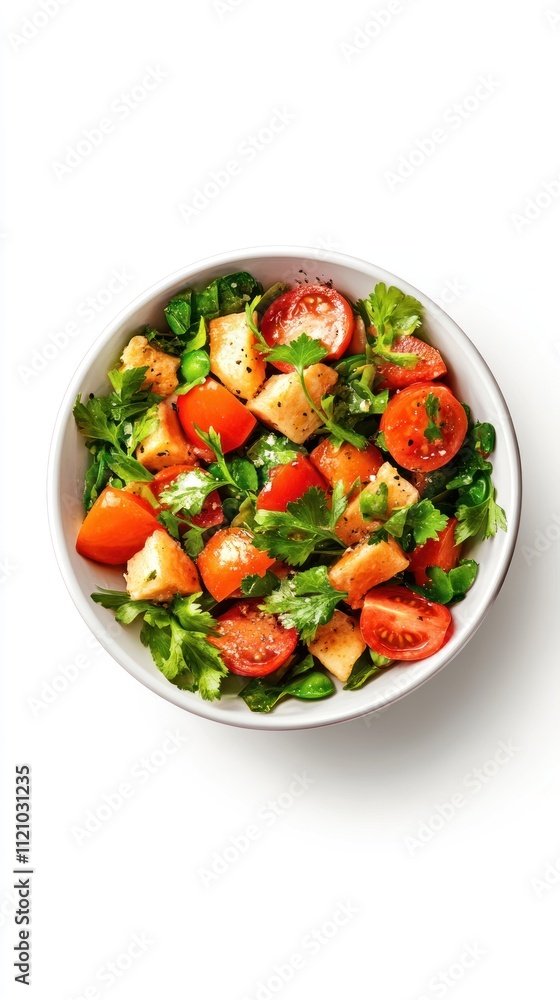 Fresh Tomato and Crouton Salad in a Bowl Fresh Tomato and Crouton Salad in a Bowl