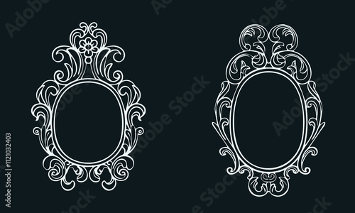 Mirror icon set. Cosmetic, makeup mirror solid, silhouette symbols. Vector