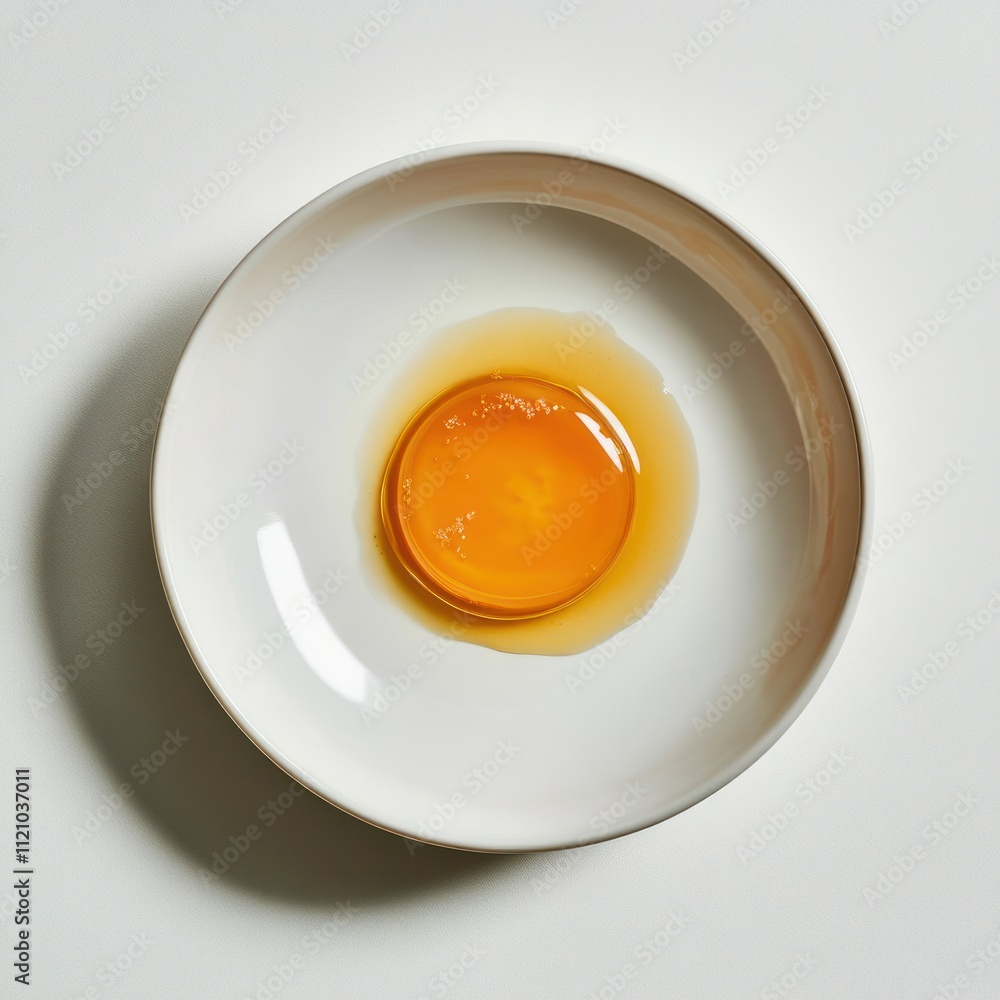 Golden Amber Liquid in White Bowl Rests on White Surface Golden Amber Liquid in White Bowl Rests on White Surface