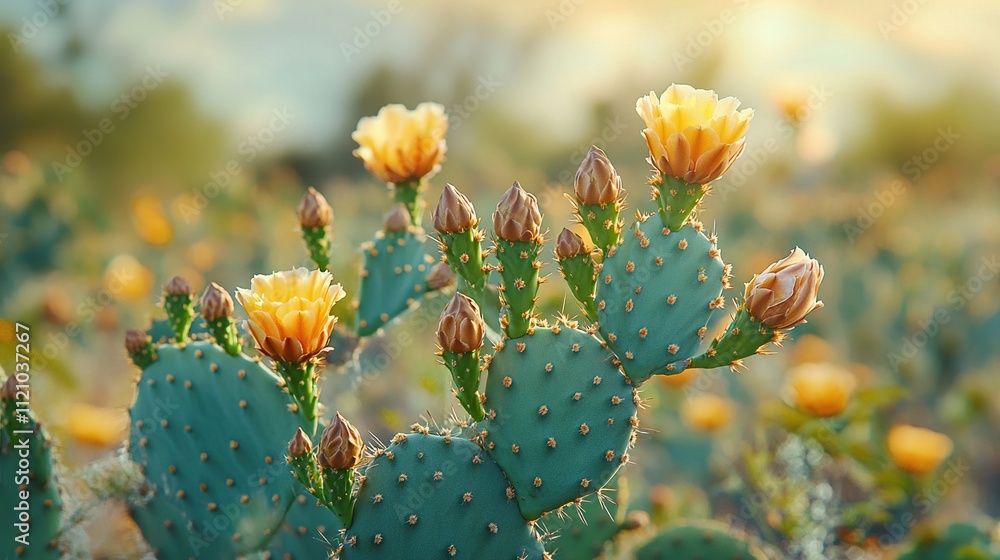 Sunset Cactus Blooms: A Desert Oasis Sunset Cactus Blooms: A Desert Oasis