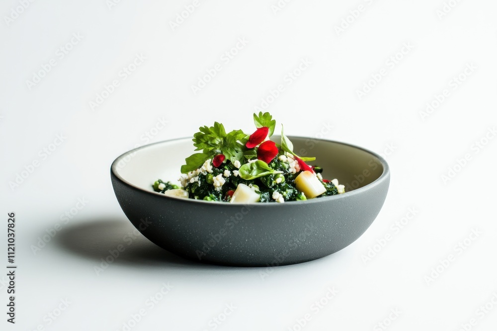 Gourmet Spinach Salad with Cheese and Garnish Gourmet Spinach Salad with Cheese and Garnish