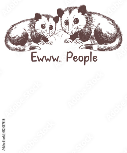 Ewww people funny opossum T-shirt design vector, opossum, possum, marsupial, nocturnal, omnivore, pest control, wildlife, mammal, pouch, rodent, North American opossum, opossum diet, opossum facts, 