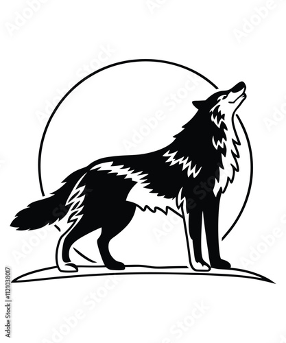 Wolf silhouette vector illustrations