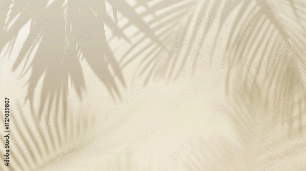Obraz premium palm leaves shadow on white wall minimal for product presentation no leaf abstract