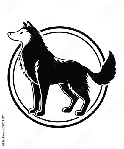 Wolf silhouette vector illustrations